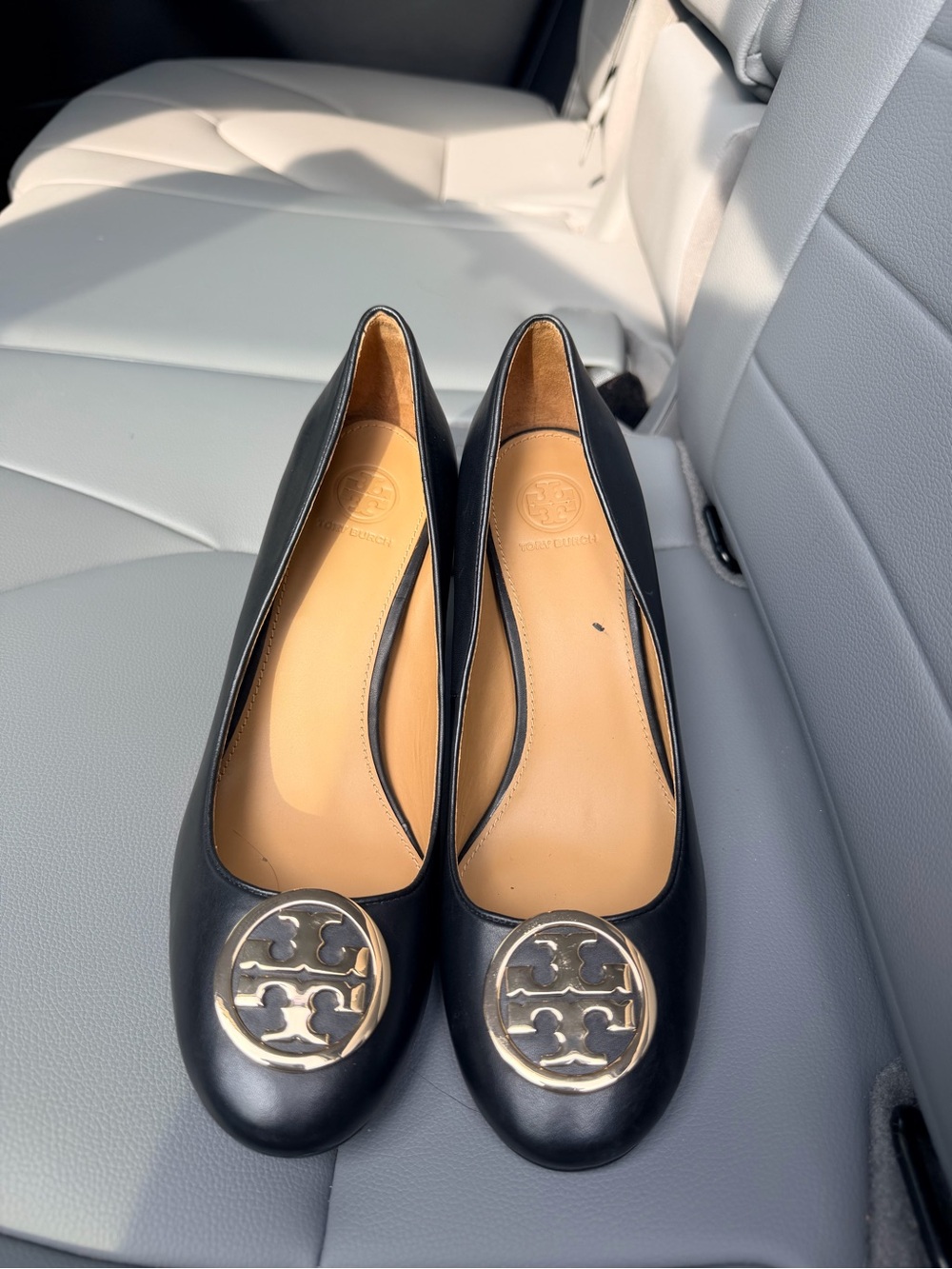 Tory Burch Black Logo Heels - Classic Leather